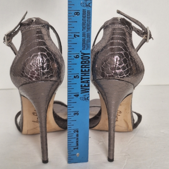 Sam Edelman Sz 9 Eleanor Metallic Open Toe Reptile‎ Embossed High Heel Sandals - Picture 14 of 15